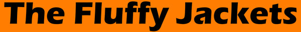 The Fluffy Jackets logo on orange background